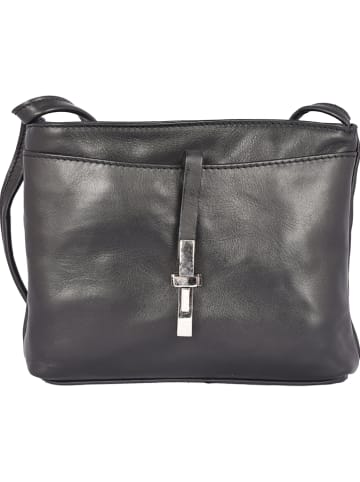 Florence Bags Leder-Umhängetasche "New Sport" in Schwarz - (B)20 x (H)18 x (T)5 cm