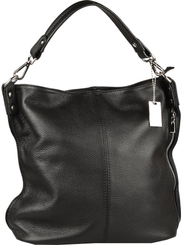 Florence Bags Leder-Schultertasche "Taba" in Schwarz - (B)32 x (H)31 x (T)16 cm