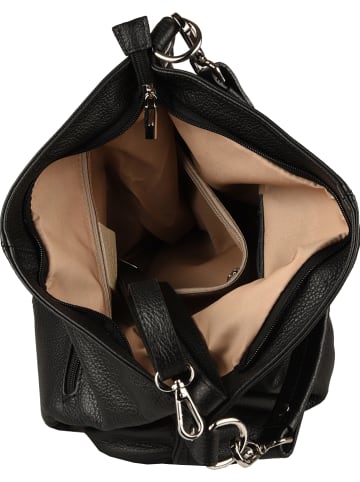 Florence Bags Leder-Schultertasche "Taba" in Schwarz - (B)32 x (H)31 x (T)16 cm