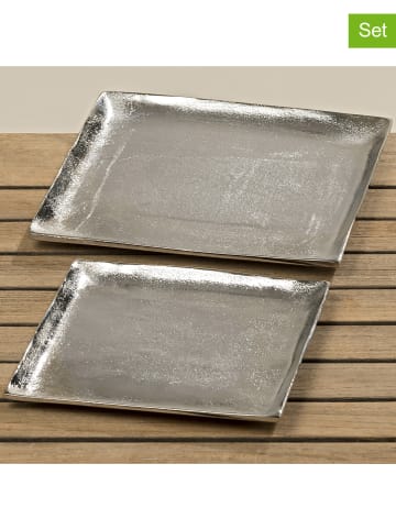 Boltze 2-delige set: decoratieve borden "Flaire" zilverkleurig