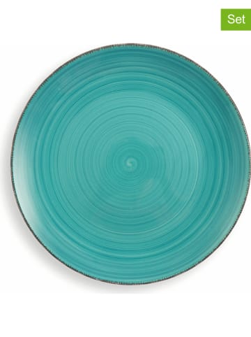 Villa d´Este 6-delige set: dinerborden "New Baita" turquoise - Ø 27 cm
