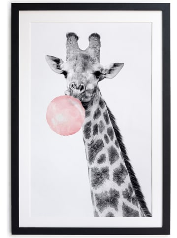 Little nice things Druk artystyczny "Giraffe Bubble Gum" w ramce - 40 x 60 cm