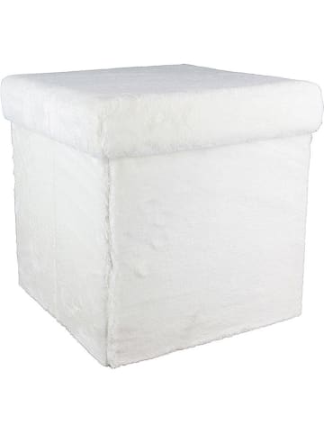Ethnical Life Kruk met opbergruimte wit - (B)38 x (H)38 x (D)38 cm