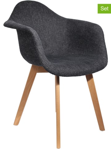 THE HOME DECO FACTORY 2-delige set: armstoelen zwart - (B)62 x (H)84 x (D)59 cm