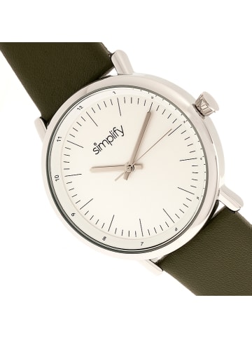 Simplify Zegarek kwarcowy "The 6200" w kolorze srebrno-oliwkowo-kremowym