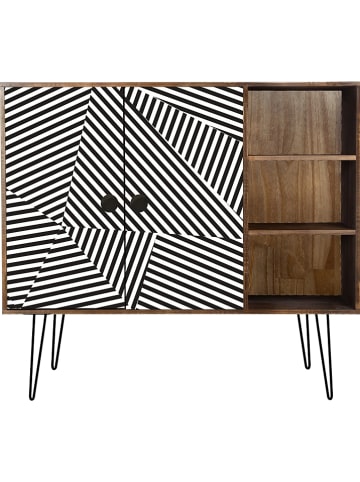 Really Nice Things Komoda "Lines" w kolorze czarno-brązowym - 116 x 111 x 30 cm