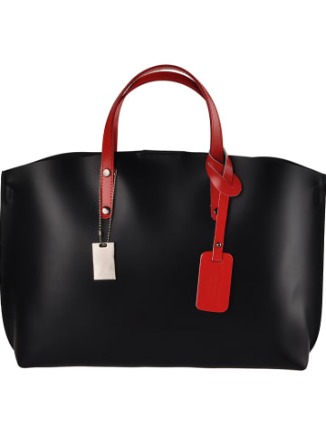 Florence Bags Leder-Shopper "Sparta" in Schwarz - (B)46 x (H)30 x (T)8 cm