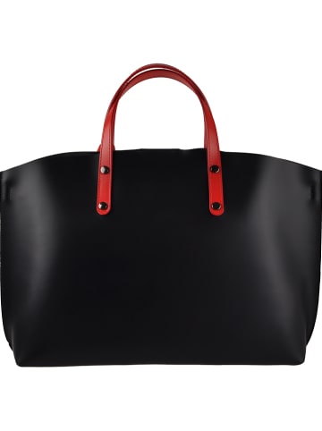 Florence Bags Leder-Shopper "Sparta" in Schwarz - (B)46 x (H)30 x (T)8 cm