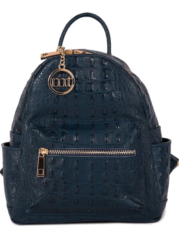 Mia Tomazzi Leder-Rucksack in Dunkelblau - (B)20 x (H)25 x (T)12 cm