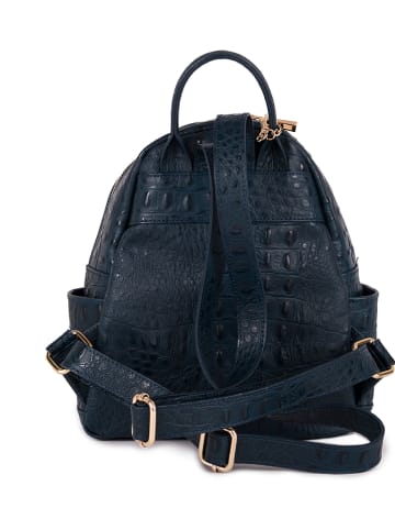 Mia Tomazzi Leder-Rucksack in Dunkelblau - (B)20 x (H)25 x (T)12 cm