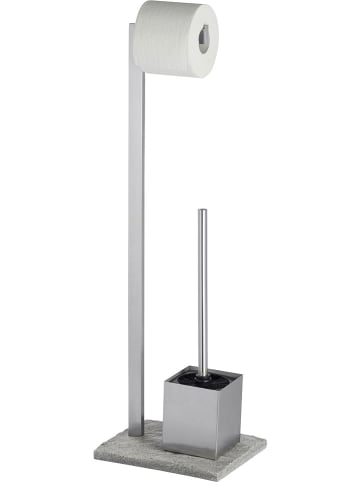 Wenko WC-Garnitur "Granit" in Silber/ Grau - (H)73,5 cm
