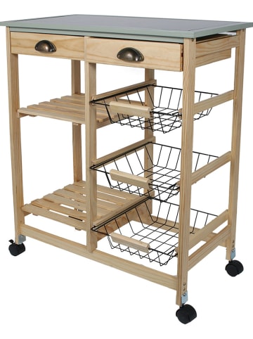 Ethnical Life Serveerwagen "My Little Market" dennenkleurig/grijs - (B)67 x (H)81 x (D)35 cm