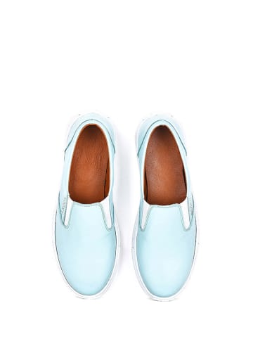 Noosy Skórzane slippersy w kolorze błękitnym
