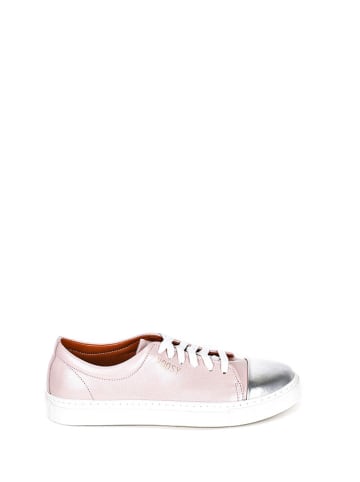 Noosy Leder-Sneakers in Silber/ Rosa