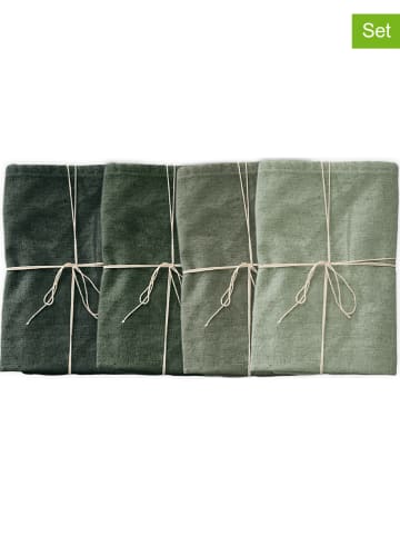 Madre Selva 4-delige set: servetten "Green Gradient" groen - (L)40 x (B)20 cm