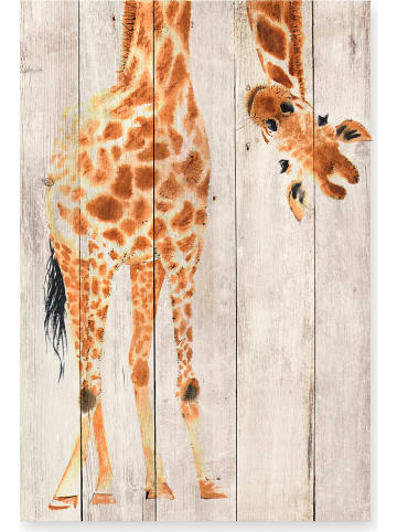 little nice things Kunstdruk op hout "Giraffe" - (B)40 x (H)60 cm