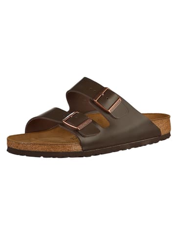 Birkenstock Leder-Pantoletten "Arizona" in Dunkelbraun - Weite N