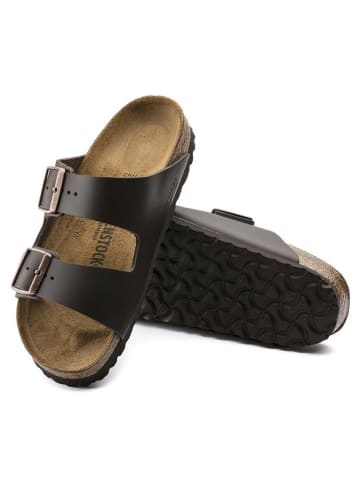 Birkenstock Leren slippers "Arizona" donkerbruin - wijdte N