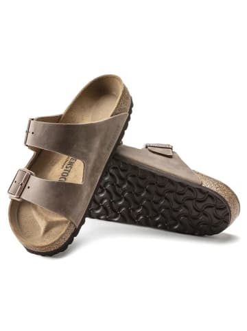Birkenstock Leder-Pantoletten "Arizona" in Hellbraun - Weite N
