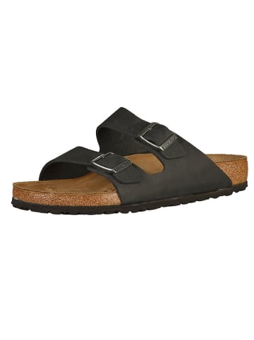 Birkenstock Leder-Pantoletten "Arizona" in Schwarz - Weite N