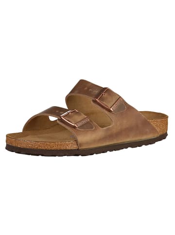 Birkenstock Leren slippers "Arizona" lichtbruin - wijdte S