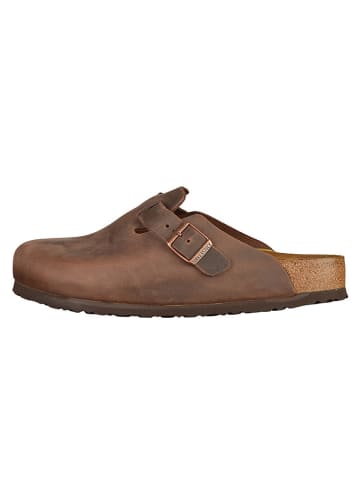 Birkenstock Leren slippers "Boston" bruin - wijdte S