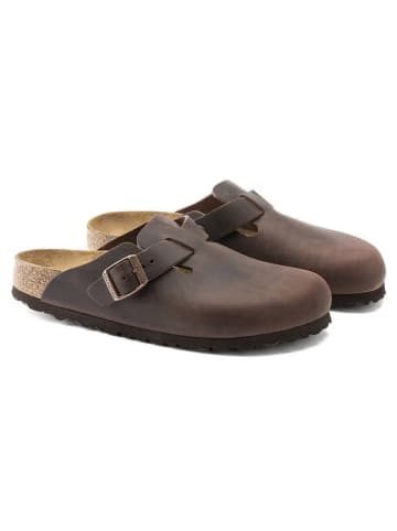 Birkenstock Leder-Clogs "Boston" in Braun - Weite S