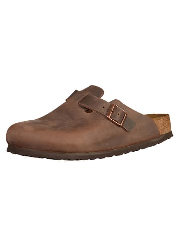 Birkenstock Leren slippers "Boston" bruin - wijdte S
