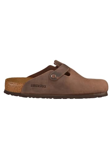 Birkenstock Leren slippers "Boston" bruin - wijdte S