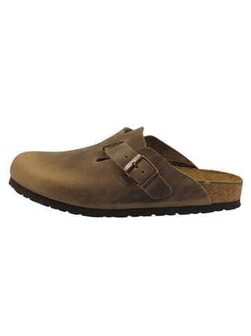 Birkenstock Skórzane chodaki "Boston" w kolorze brązowym