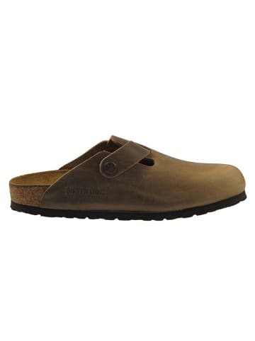 Birkenstock Leder-Clogs "Boston" in Braun - Weite S