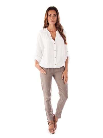100% Leinen Linnen blouse "Barcelona" wit