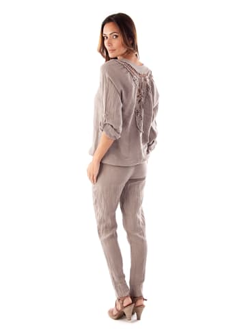 100% Leinen Linnen blouse "Barcelona" taupe