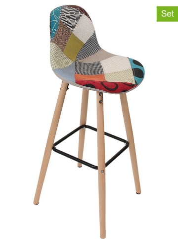 THE HOME DECO FACTORY 2-delige set: barkrukken "Riga" meerkleurig - (B)37,5 x (H)90 x (D)38 cm