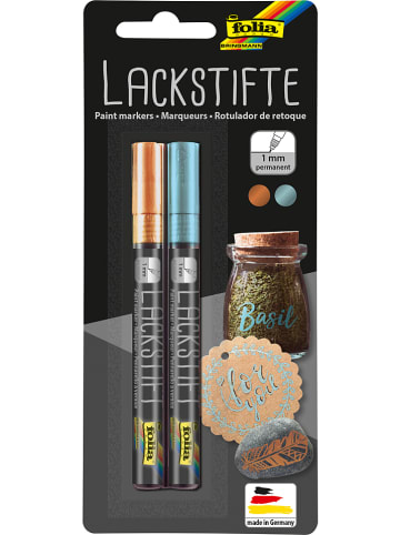 Folia Lackstifte in Orange/ Hellblau - 2 Stück