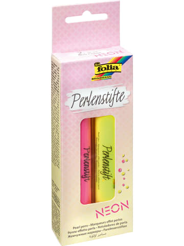 Folia Parelstiften "Neon" roze/geel - 2 stuks