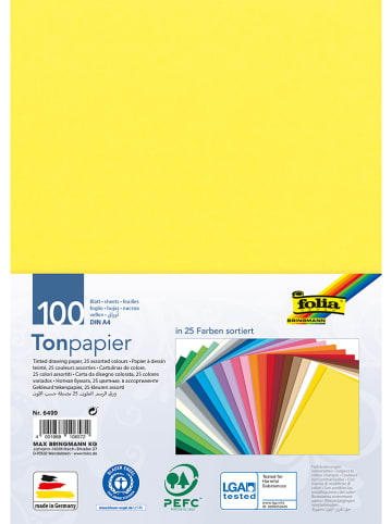 Folia Tonpapier in Bunt - 100 Blatt - DIN A4