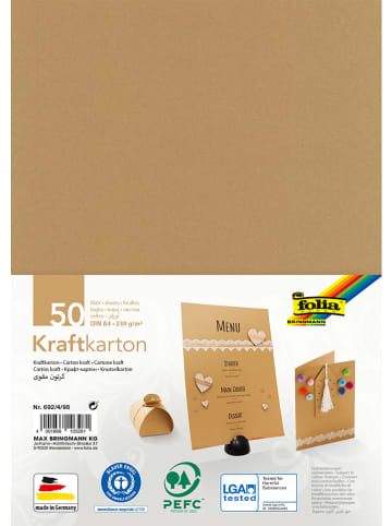 Folia Kraftkarton in Braun - 50 Blatt - DIN A4
