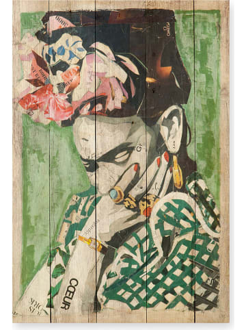Madre Selva Kunstdruk op hout "Frida Coeur" - (B)40 x (H)60 cm