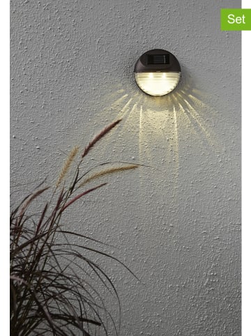 Best Season 3er-Set: LED-Solar-Wandleuchten "Fency" in Braun - Ø 11 cm