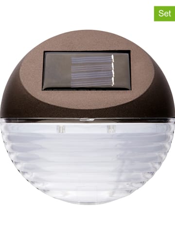 STAR Trading Solarne lampy ścienne LED (3 szt.) "Fency" w kolorze brązowym - Ø 11 cm