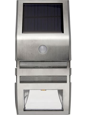 STAR Trading Solarna lampa ścienna LED "Wally" w kolorze srebrnym - 7,5 x 17 cm