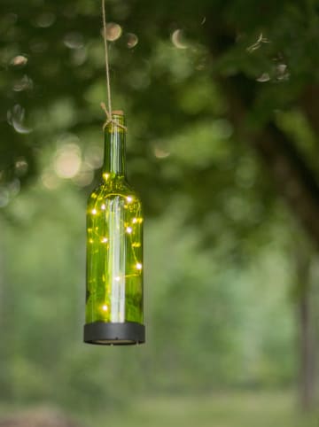STAR Trading LED-Solar-Dekohänger "Bottle" in Grün - (B)7,5 x (H)31 x (T)7,5 cm