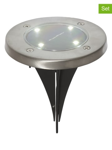 STAR Trading Solarne lampy ogrodowe LED (3 szt.) "Lawnlight" w kolorze srebrnym - Ø 12 cm