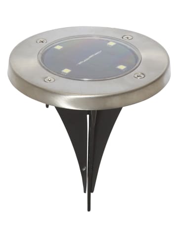 STAR Trading 3er-Set: LED-Solar-Bodenstecker "Lawnlight" in Silber - Ø 12 cm