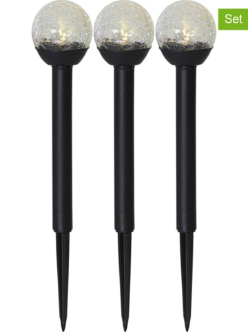 STAR Trading 3er-Set: LED-Solar-Gartenstecker "Roma" in Schwarz - (H)23 cm