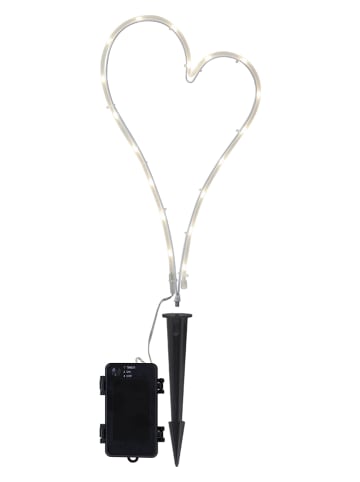 STAR Trading Lampa ogrodowa LED "Tuby - Heart" w kolorze białym - wys. 39 cm