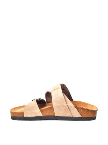 Moosefield Leren slippers beige
