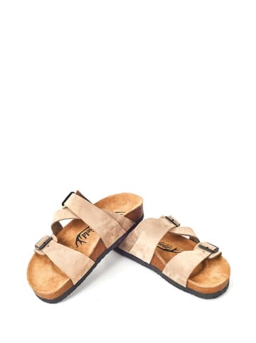 Moosefield Leren slippers beige