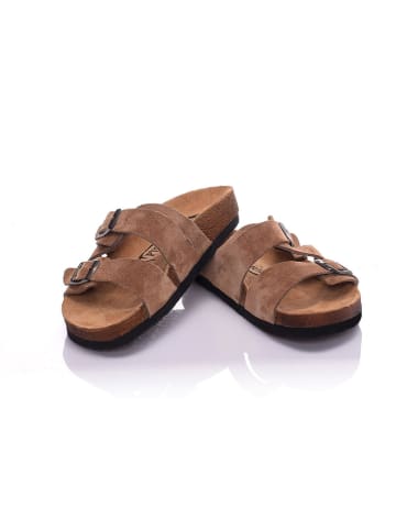 Moosefield Skórzane klapki w kolorze jasnobrązowym